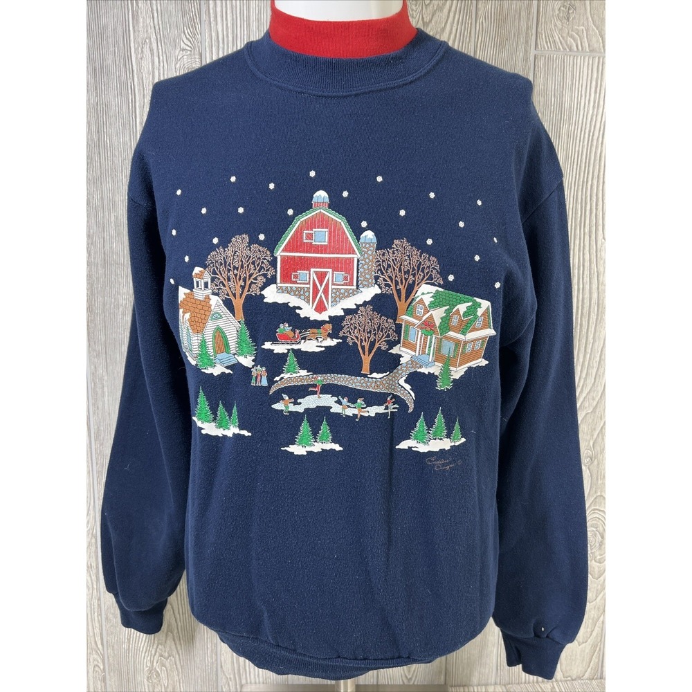Endless Design Christmas Theme 3D Design Long Sleeve Sweater Womens‎ SZ M